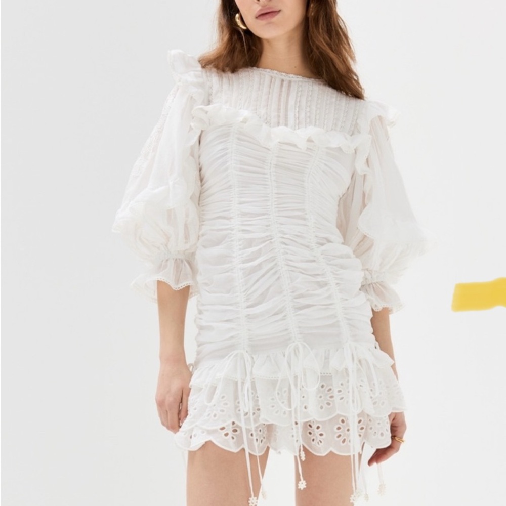 NWT FARM RIO white laced mini dress